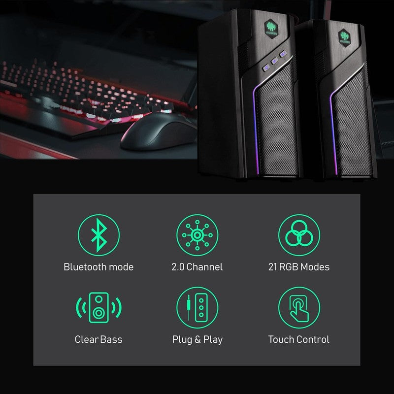 W 206RE RGB Gaming Speakers Bluetooth USB PC Stereo 21 LED Modes1