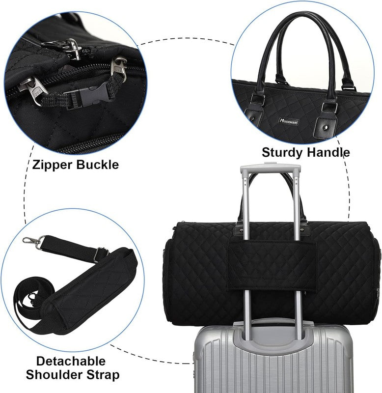 Womens 2in1 Garment Duffle Bag Black Waterproof Hanging Suit Travel Carry4