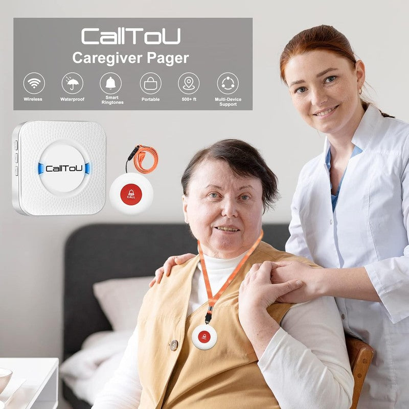Wireless Caregiver Pager System with 2 SOS Buttons & 500ft Range Receivers1