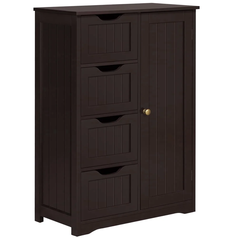 Wooden Cabinet Storage Unit with Drawers & Cupboard for Bathroom, Espresso0