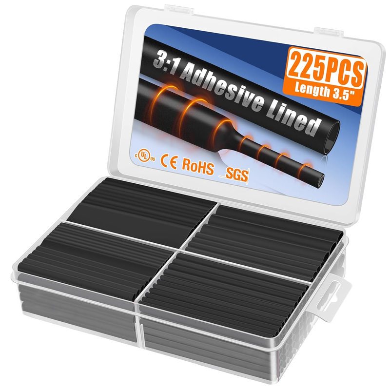 225 Pcs Waterproof Heat Shrink Tubing Kit - 3:1 Marine Grade Adhesive Lined9