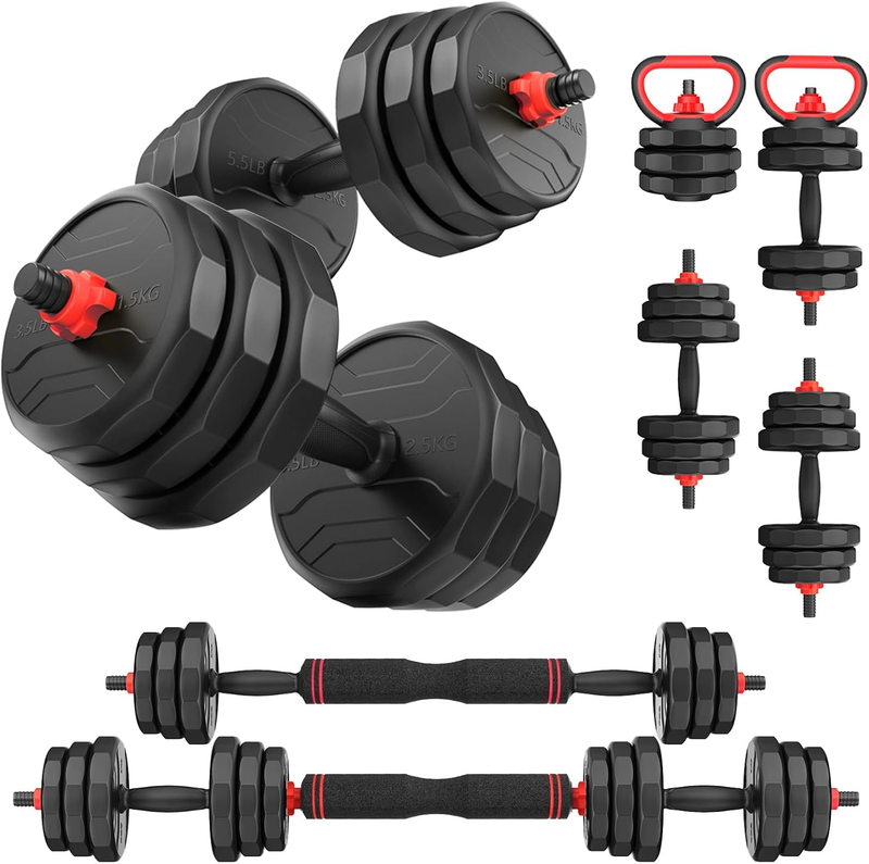 Adjustable Dumbbell Set,20/35/45/55/70/90Lbs Free Weights Set with Upgraded Nut,9
