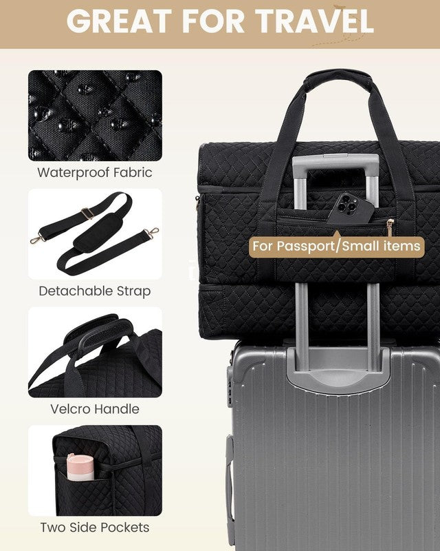 Large Women Weekender Duffle Bag Carry On Gym Travel w/ Shoe Compartment5