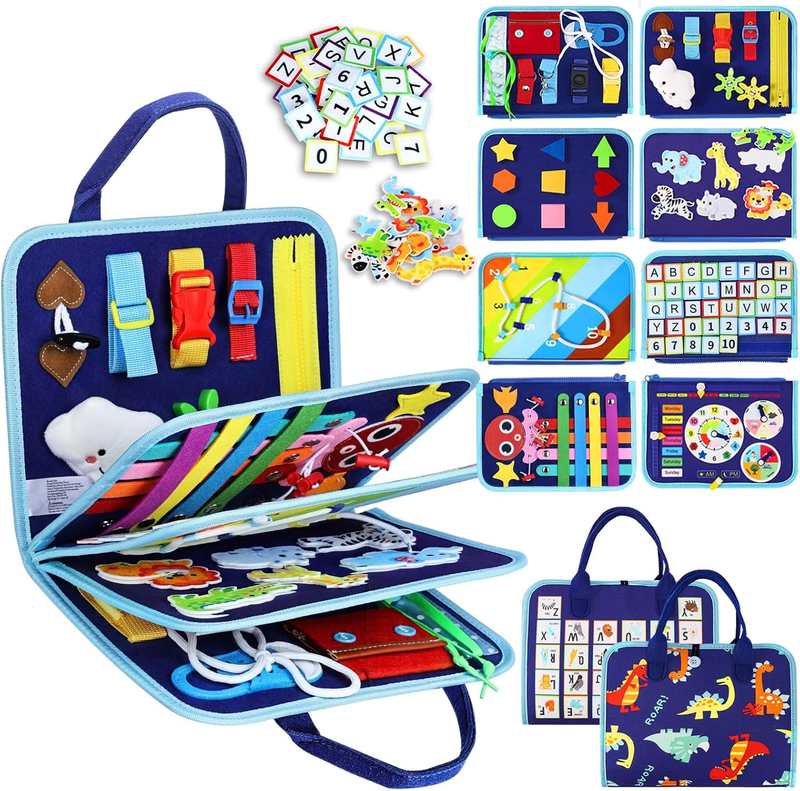 Toddler Busy Board Montessori Toys for Boys, Sensory Book Educational Activities7
