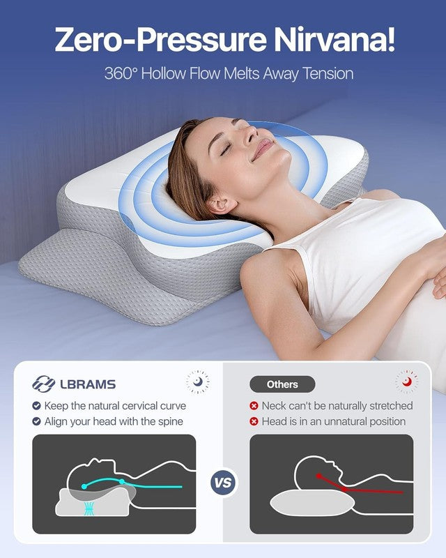 Cervical Memory Foam Pillow Neck Pain Relief Ortho Support Cooling Case3