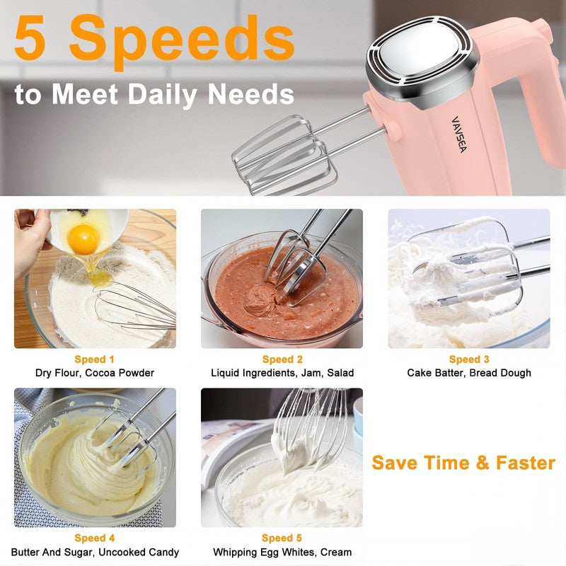 Electric Hand Mixer with 32 Attachments, Includes 2 Whisk, 2 Dough Hooks, 2 Beat4