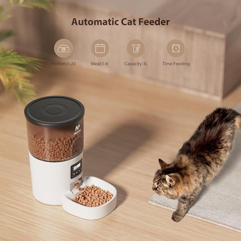 Automatic Cat Feeder & Water Fountain 3L, Timed Pet Food Dispenser with Filter6
