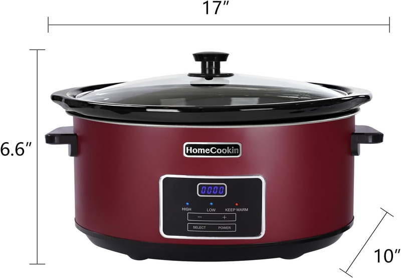 8Qt Programmable Slow Cooker Red Stainless Steel Kitchen Appliance3