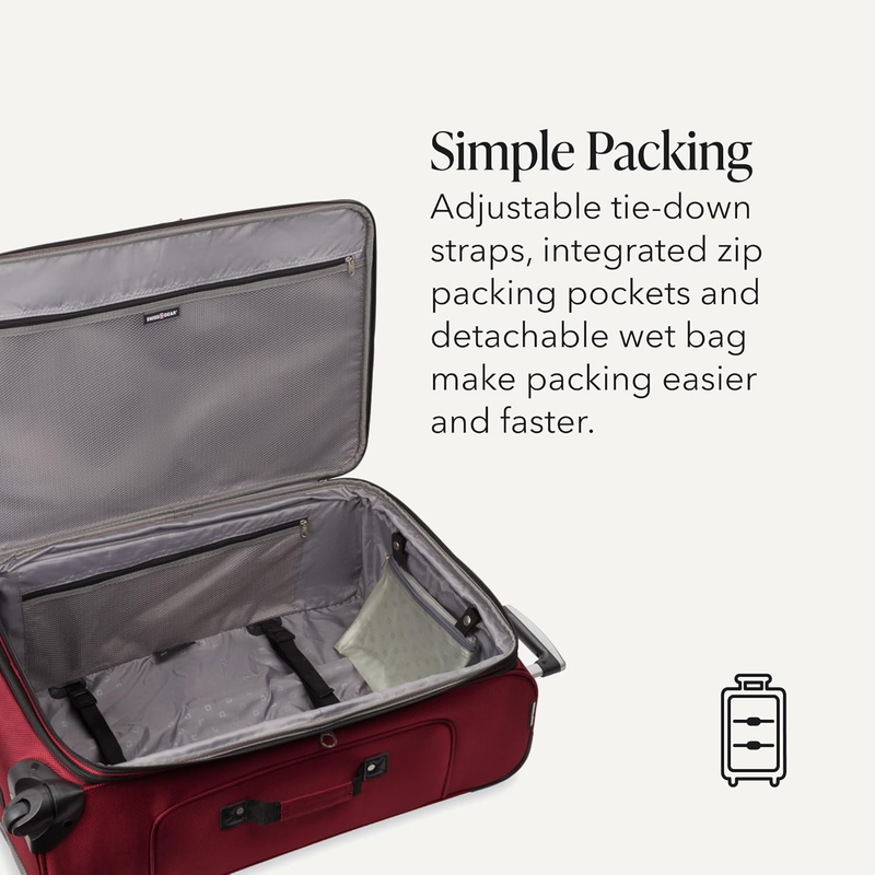 Sion Large Checked Softside Expandable Spinner Travel Suitcase Burgundy2