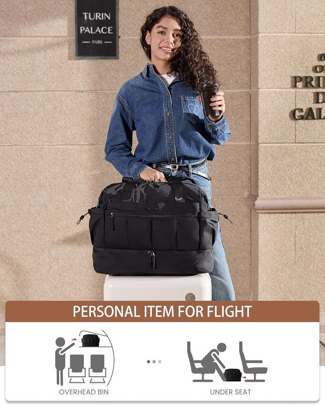 Travel Duffel Bag Women Weekender 38L Overnight w/ Shoe Compartment 2Pc3