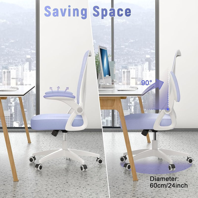 Ergonomic Mesh Office Chair Mid Back Swivel Desk Chair Flip Up Arms Purple5