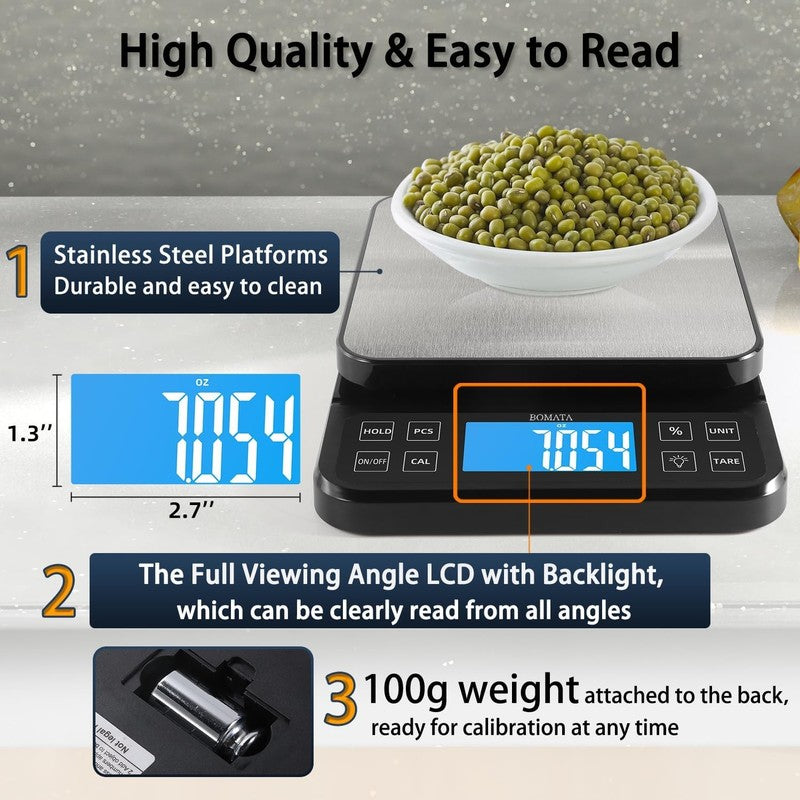 Large Kitchen Scale with 0.1G/0.001Oz High Precision, 5Kg/11Lb Bakery Scale With5