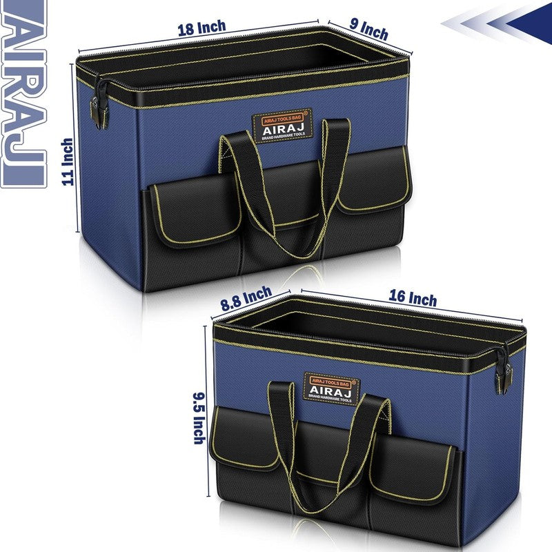 2-Pack Tool Bag Set 18" & 16" Wide Mouth Tote Portable Tool Organizer1