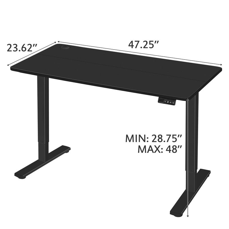48"×24" Electric Height Adjustable Standing Desk T Shaped Metal Black3
