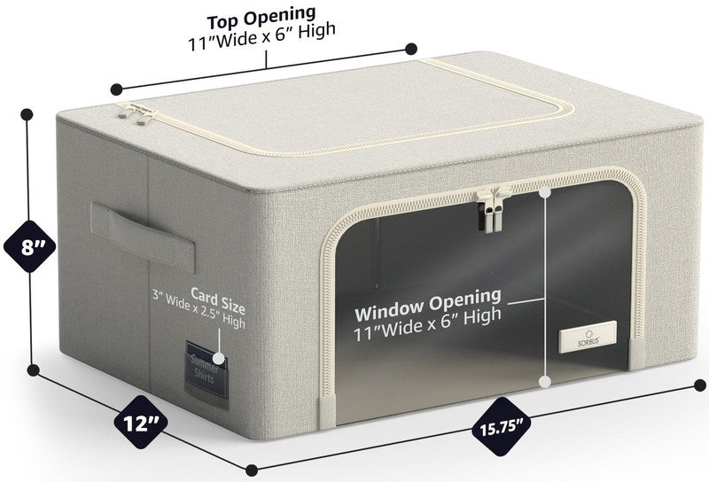 Oxford Fabric Storage Bins: Stackable, Foldable Organizer Bags, with Clear Windo5