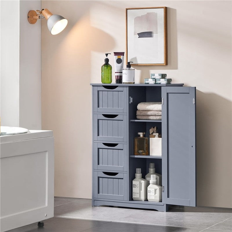4 Drawers Wooden Bathroom Storage Cabinet, Gray4