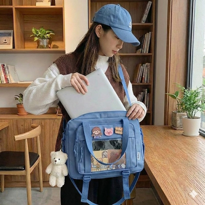 Kawaii Ita Crossbody Bag Women Pin Plush Bear Japanese Y2K Shoulder Purse1