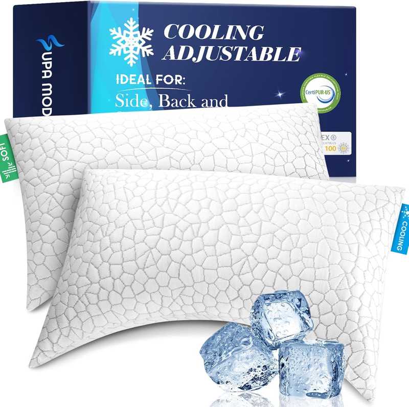 Cooling Pillows Queen Size Set of 2 Adjustable Memory Foam Neck Support11