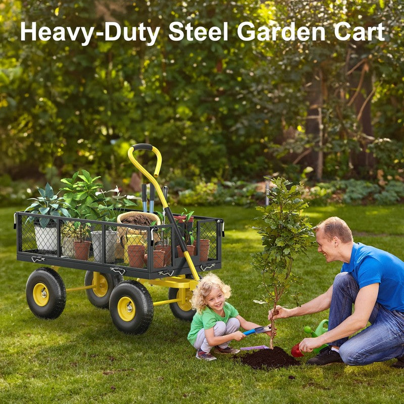 Heavy Duty Garden Cart, 900 Lbs Capacity Garden Wagon with Removable Sides, Blac5