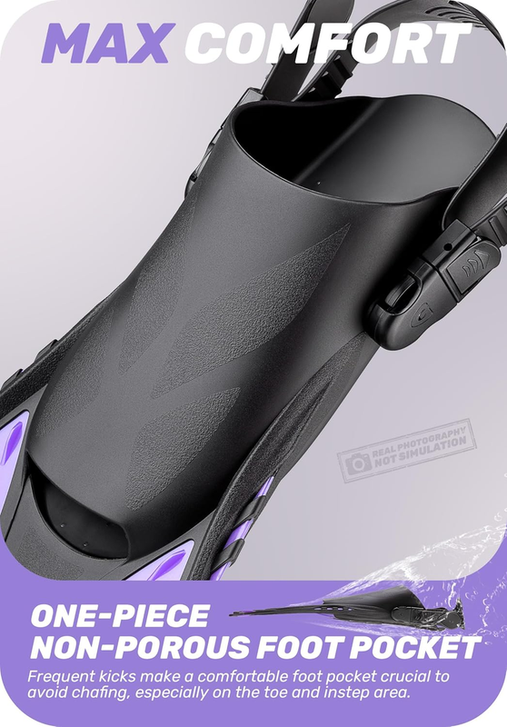 Travel Size Snorkel Fins Adjustable Open Heel Swim Fins for Diving Snorkeling4