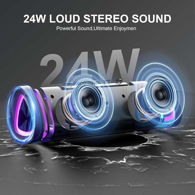 Bluetooth Speaker 24H Playtime, LED Light, Bluetooth 5.4, IPX7 Waterproof, Bass2