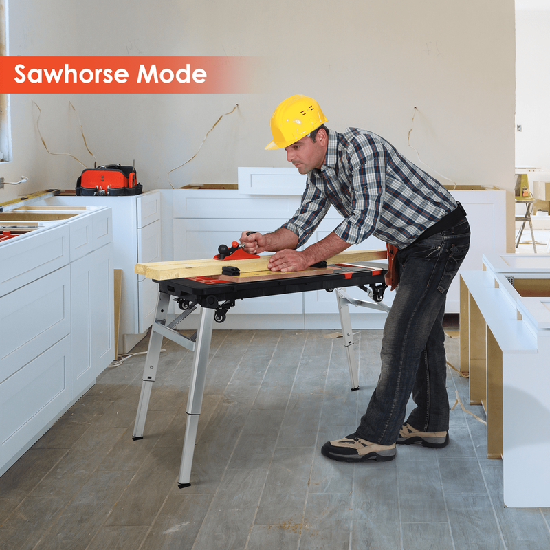 7-In-1 Multifunctional Folding Work Table, Portable Workbench for Garage, as Saw6
