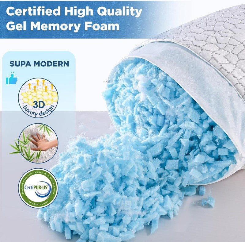 Cooling Pillows Queen Set of 2, Shredded Memory Foam, Adjustable Firm Pillow2