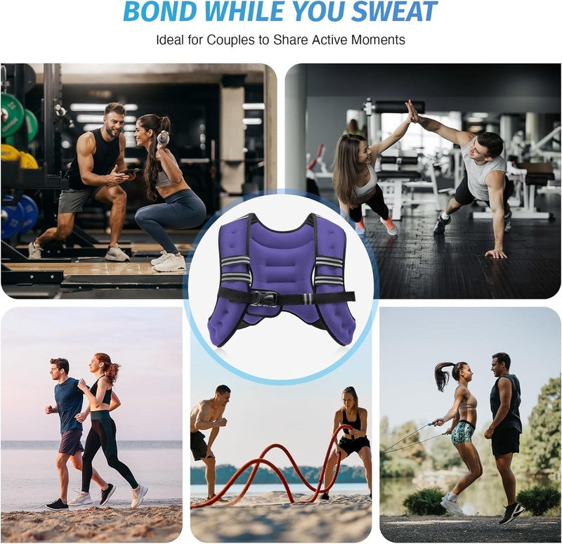 Weighted Vest 12Lb Reflective Stripe Workout Strength Training Fitness Violet3