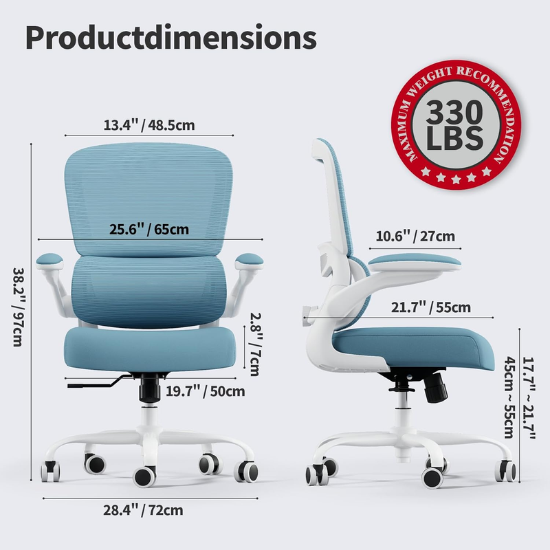Ergonomic Office Chair Mesh Desk Chair Adjustable Executive Computer Sky Blue1