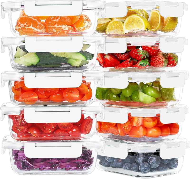 10 Pack 22oz Glass Meal Prep Containers Airtight BPA Free White8