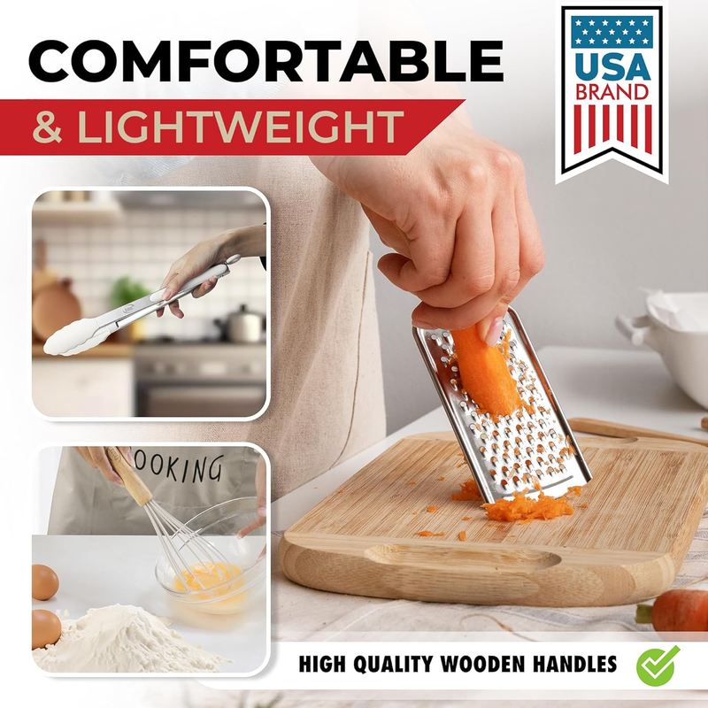 50PC Silicone Kitchen Utensil Set Heat Resistant Nonstick Wooden Handles4