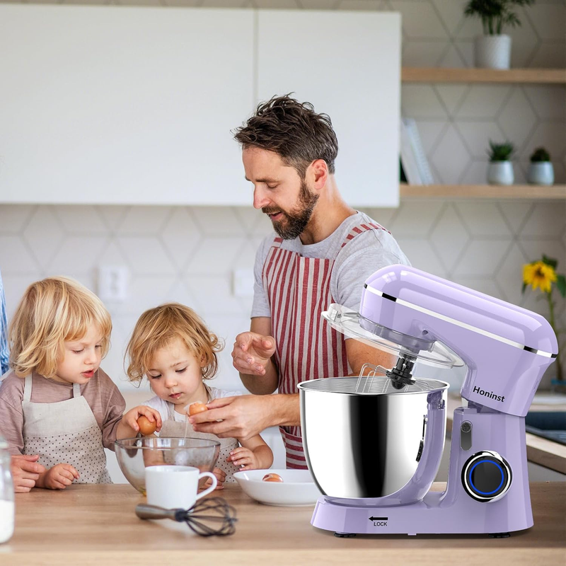 6.5QT Stand Mixer 10 Speed Tilt Head Kitchen Mixer Purple Baking Tool6