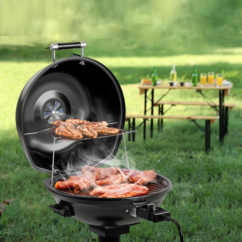 Electric BBQ Grill Portable Standing Grill with Removable Non-Stick Warming Rack6