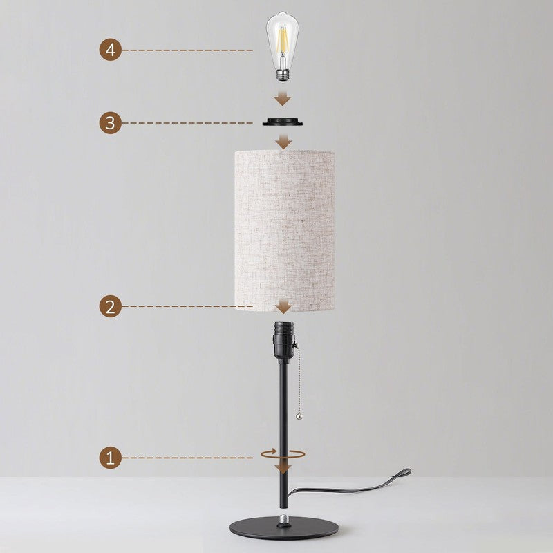 Set of 2 Modern Table Lamps w/ Pull Chain Switch for Bedroom & Living Room3