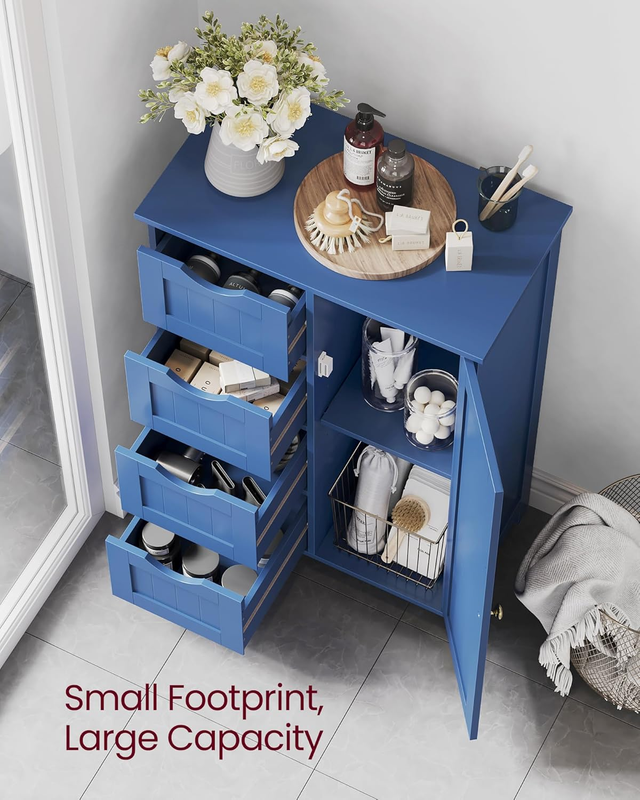 Floor Storage Cabinet Drawer Door Adjustable Shelf Bijou Blue Organizer3