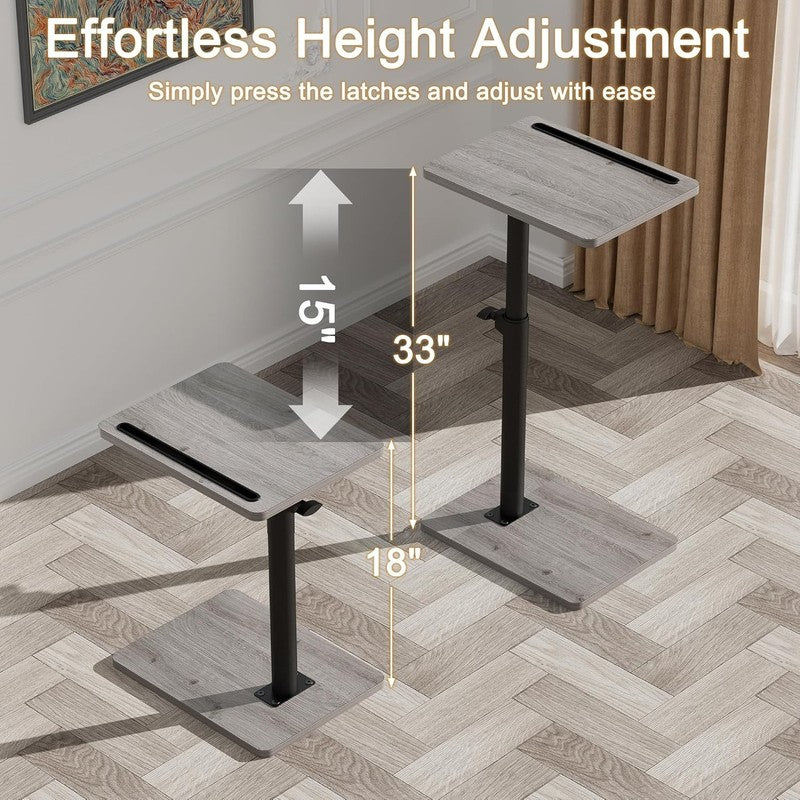 360° Swivel Adjustable Sofa Arm Tray Table Gray Side Table7