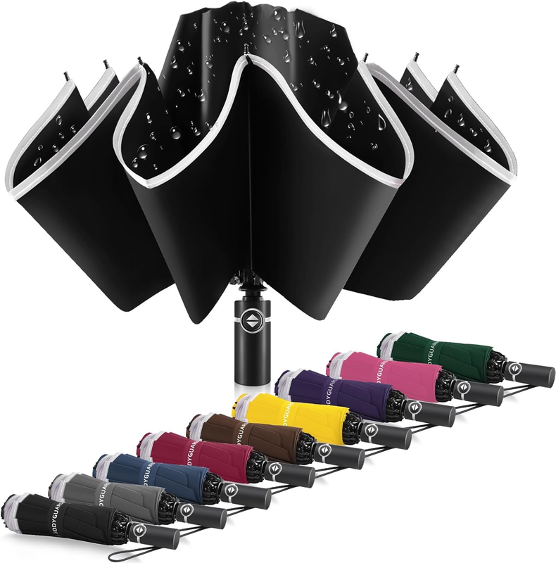 Inverted Umbrella   Large Windproof for Rain & Sun, Compact Reverse with Reflect9