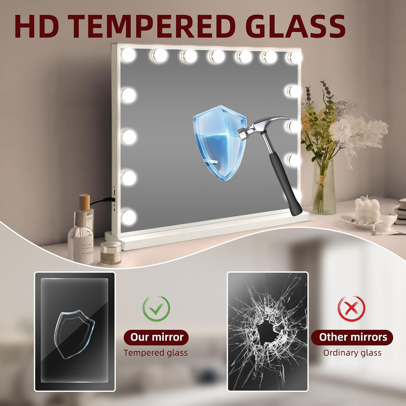 Hollywood Vanity Mirror VANITII 15 LED Bulbs Dimmable USB Lighted Tabletop2