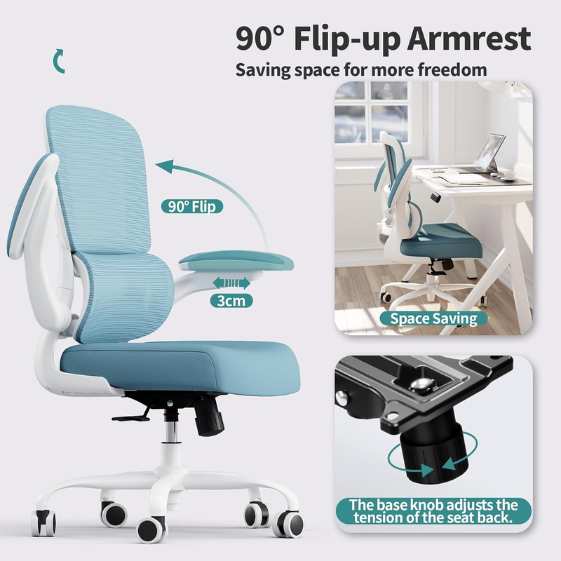 Ergonomic Office Chair Mesh Desk Chair Adjustable Executive Computer Sky Blue5