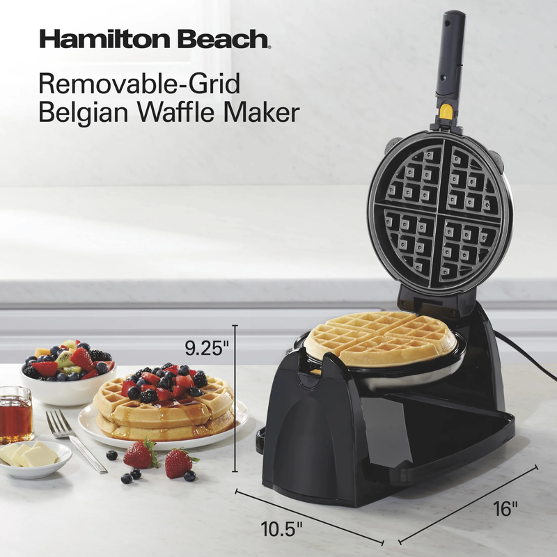 Belgian Waffle Maker with Removable Non-Stick Grids, Roataing Waffle Iron, Stain9