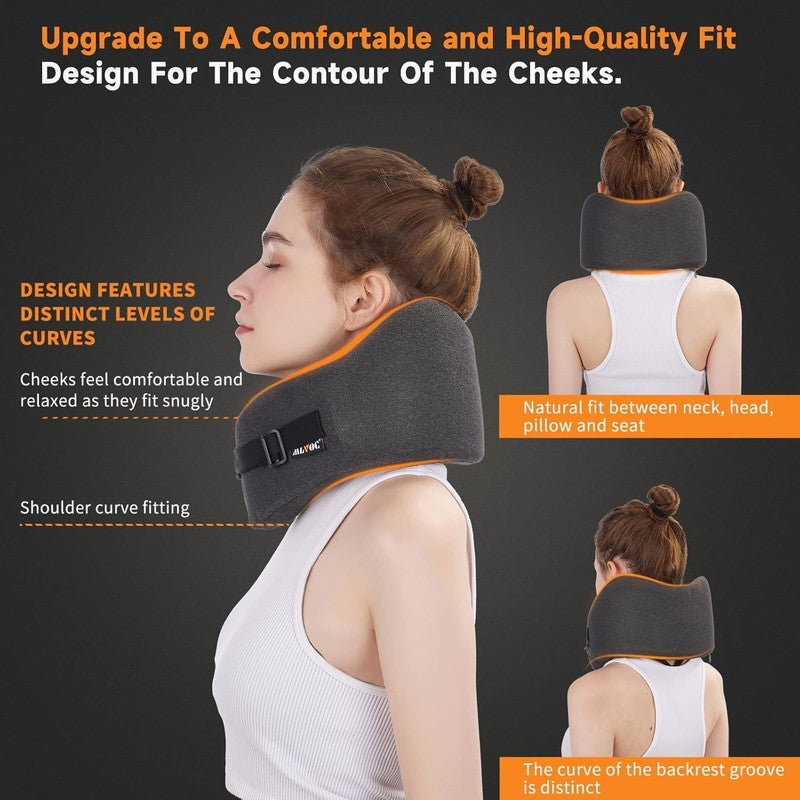 Travel Neck Pillow Memory Foam Set w/ Mask & Earplugs – Black – Airplane/Car2