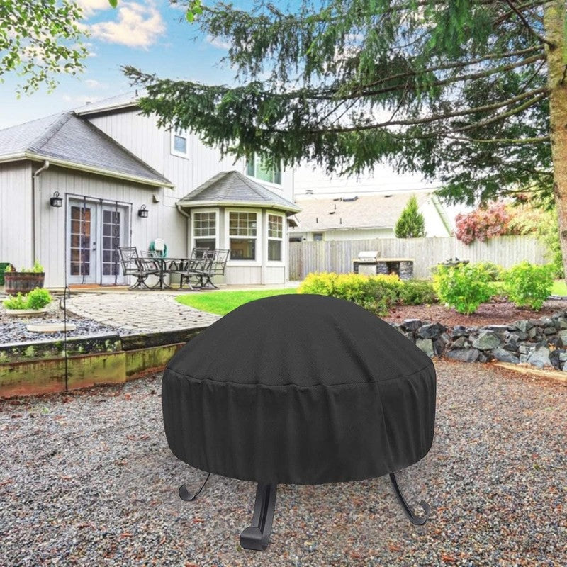 Round Fire Pit Cover 32"x15" Waterproof Outdoor Fit 28/30/32in w/ Bag5