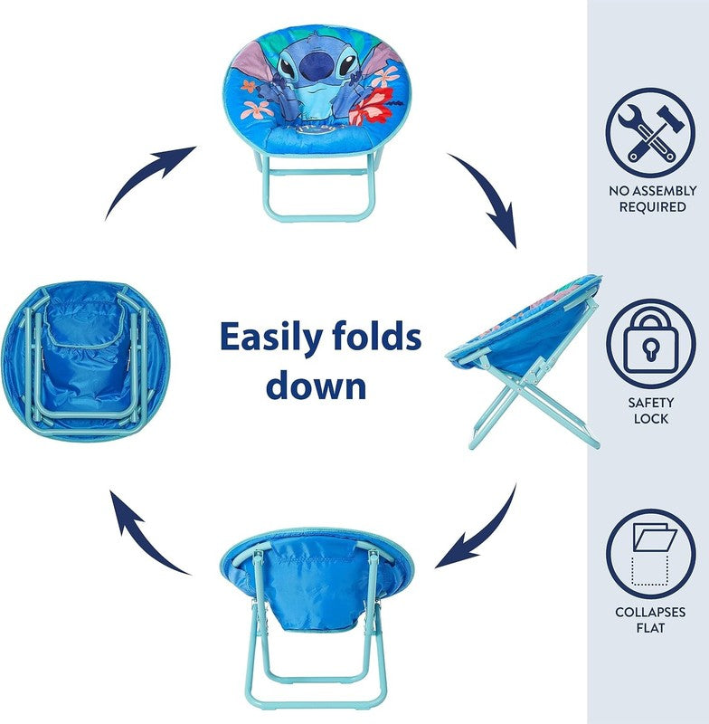 Stitch 19” Folding Toddler Saucer Chair w/ Cushion Kids 3+4