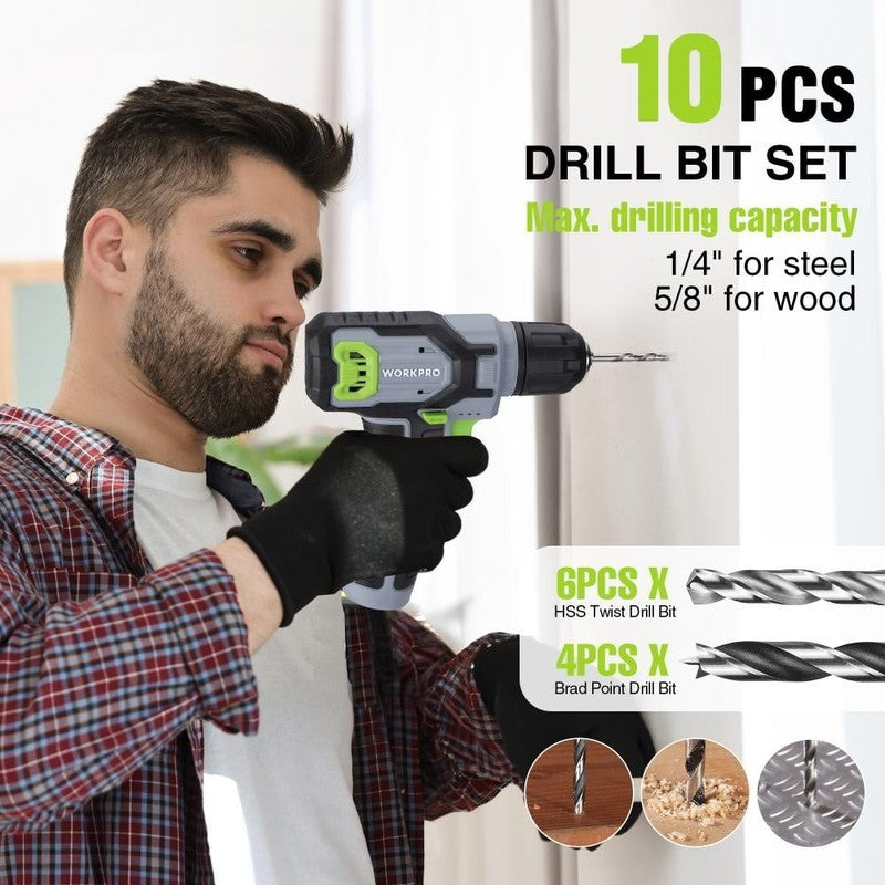 8V Cordless Drill Driver Set 2.0Ah 3/8in Keyless Chuck Tool Box DIY Repair Kit5