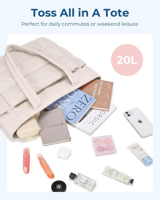 Tote Bag for Women, Lightweight Puffy Tote Bag with Compartments Shoulder Bag Ha6