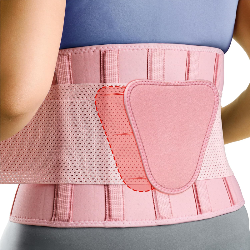 Back Brace Lumbar Support Belt Lower Back Pain Relief Pink L/XL8