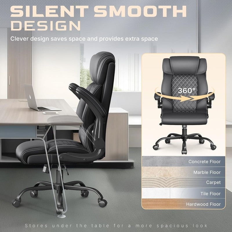 Executive High Back Office Chair Big Tall Ergonomic Leather Black3