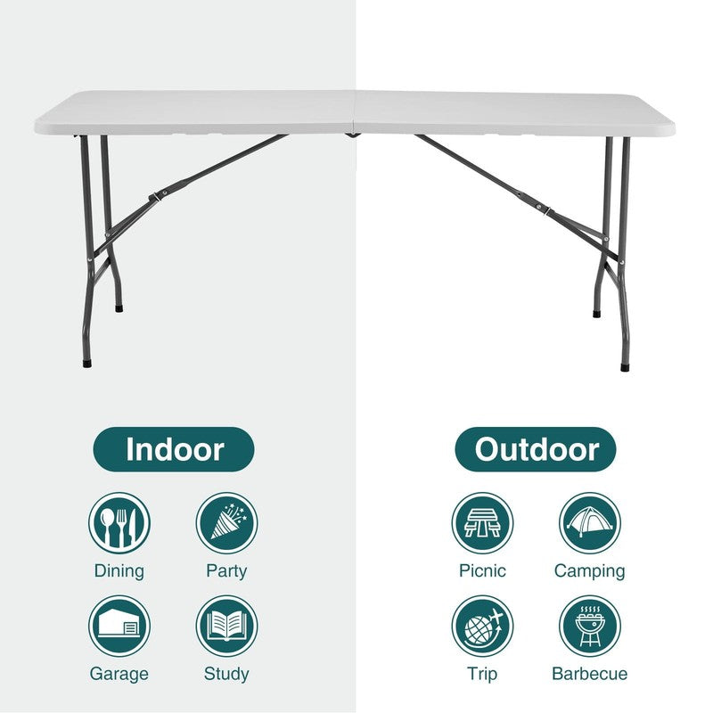 Heavy Duty Folding Table Indoor Outdoor, Portable Camping Table, White6
