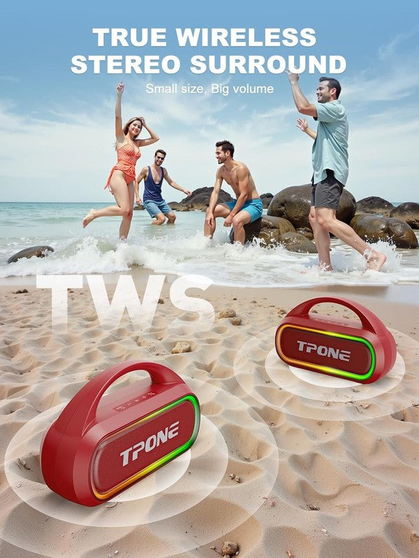 30W Bluetooth Speaker, IPX5 Waterproof, 12H Playtime, TWS, Light, Red6