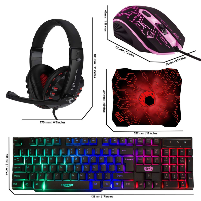 4 in 1 Gaming Combo Keyboard Mouse Headset Mouse Pad RGB Wired Bundle6